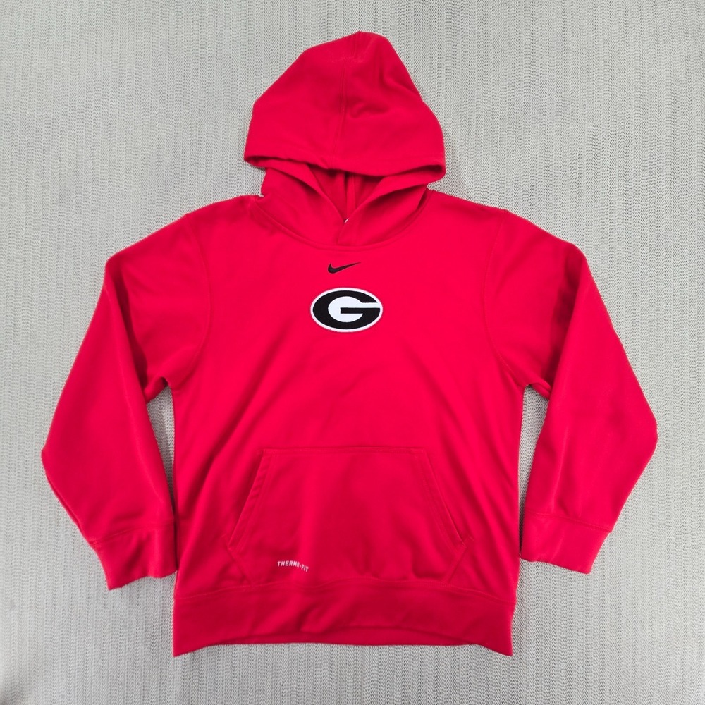 Nike Georgia Bulldogs Hoodie Sweatshirt Youth Large Red Center Swoosh Football